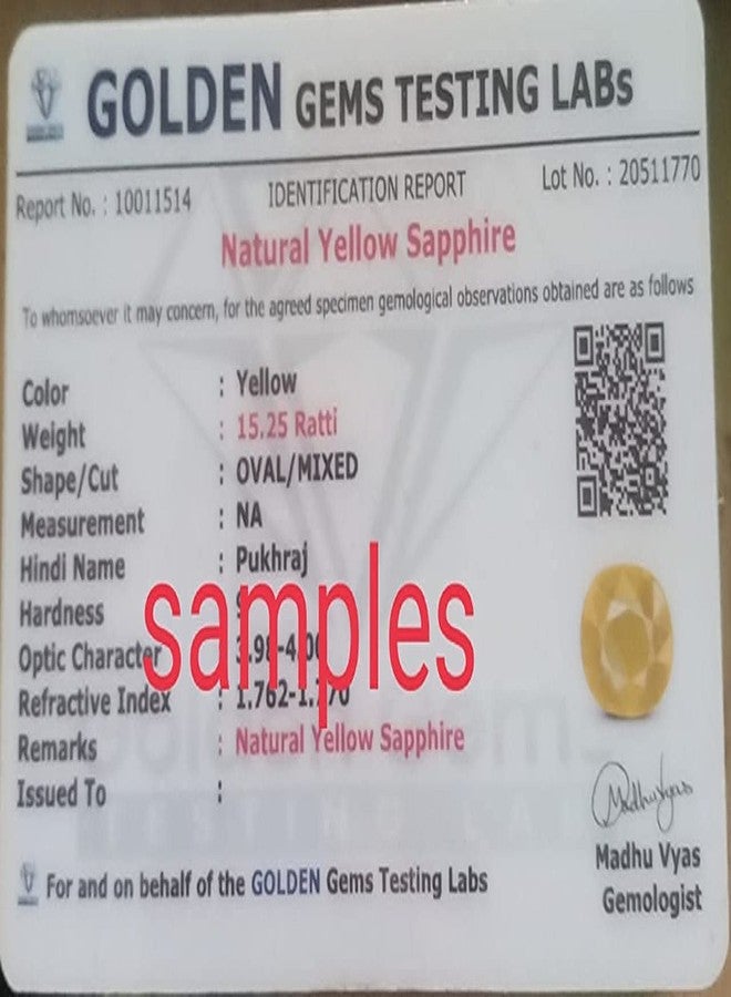 Kirti Sales Yellow Sapphire Stone Original Certified Loose Precious (Pukhraj) Gemstone 6.45 carat-7.25 Ratti - Image 3