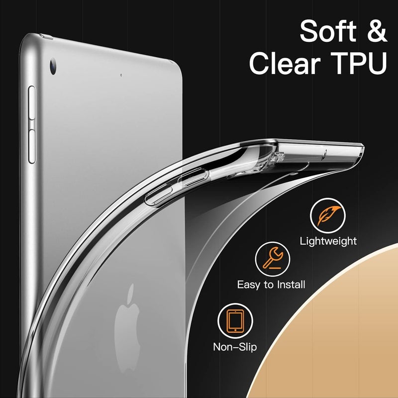 جي تيك حافظة لجهاز ايباد 9/8/7 (10.2 بوصة، موديل 2021/2020/2019، الجيل التاسع/الثامن/السابع)، غطاء لوحي شفاف ناعم من البولي يوريثان اللدن بالحرارة (شفاف) - Image 3