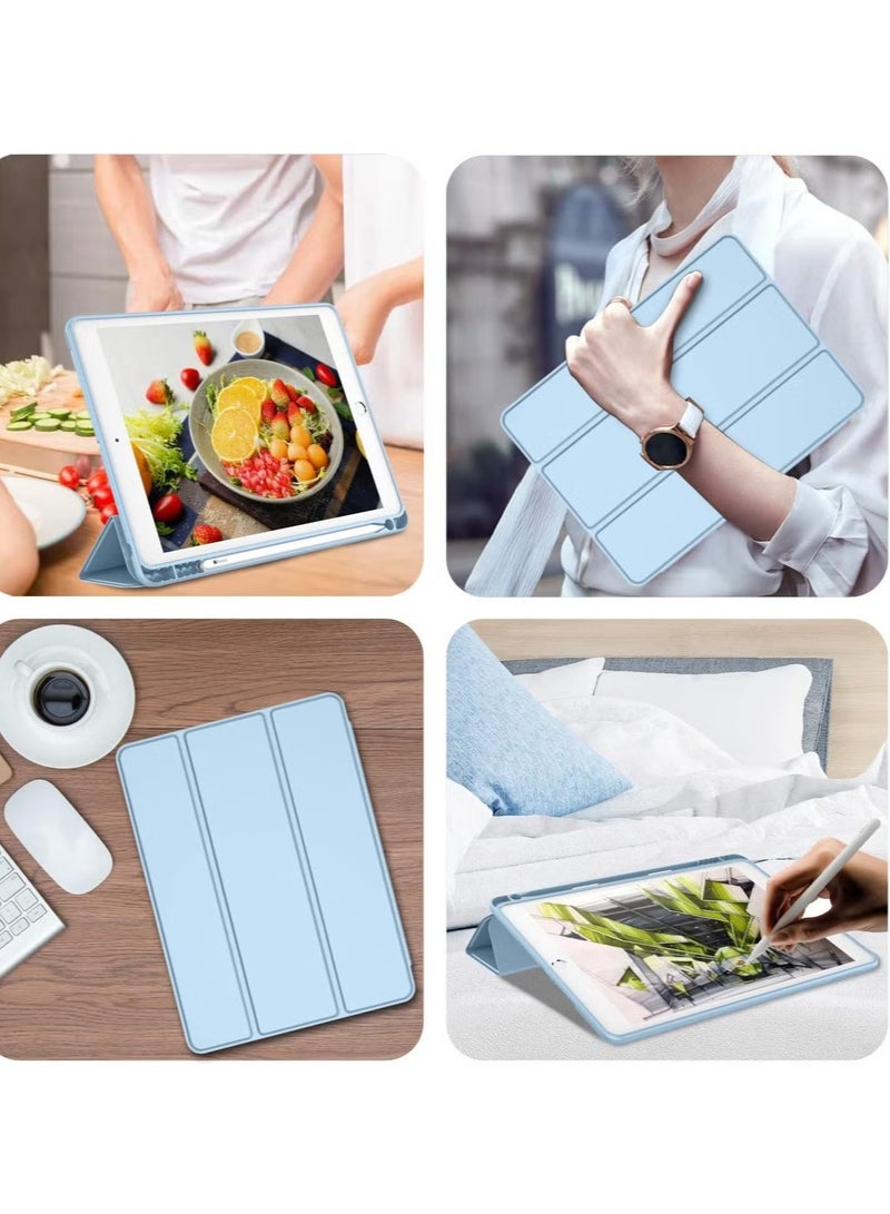 NEW iPad 9.7 Case (2018/2017, 6th/5th Gen) Smart Cover with Pencil Holder – Soft Baby Skin Silicone Back, Full Body Protection, Auto Wake/Sleep, Sky Blue - Image 5