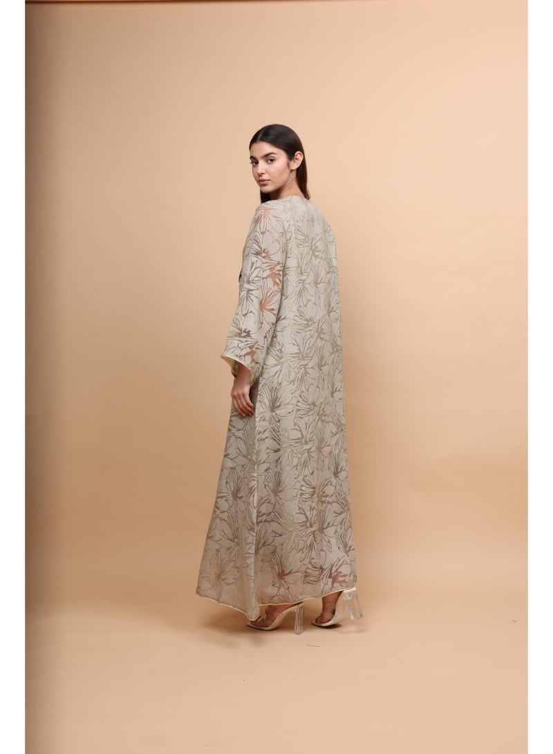 IKKXA Elegant Sequin Floral Applique Jalabiya - Image 4