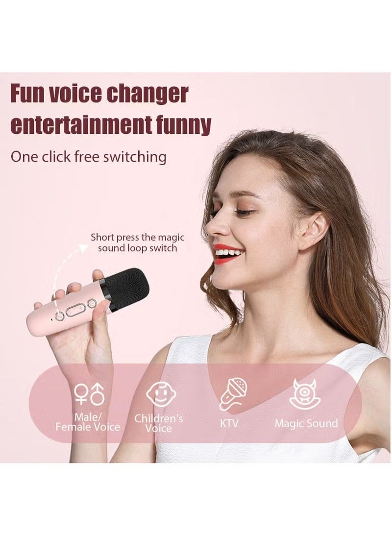 Portable Karaoke Machine with 2 Wireless Microphones Music Player Toy Gift Kids Mini Bluetooth Speaker Pink - Image 3