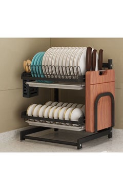EMZJ 2-Tier Countertop Dish Drying Rack Drainer For Kitchen Organization Storage Shelf With Blade Holder (without chopsticks cage)  - Image 1
