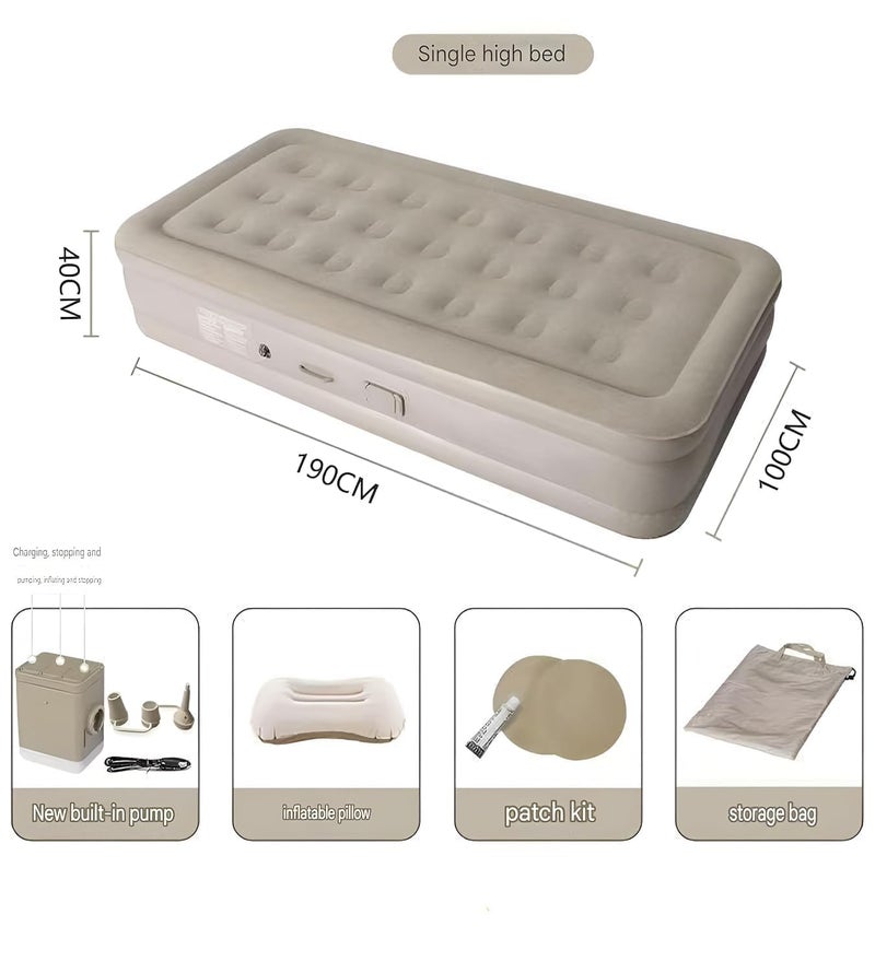 COZY CORNER Designer Single Air Bed, Blow Up Bed for Home Portable Camping Travel, Inflatable Bed with Built-in Electric Pump, 3 Mins Quick Self-Inflation/Deflation Guest Air Mattress (Pack of 2) - Image 2