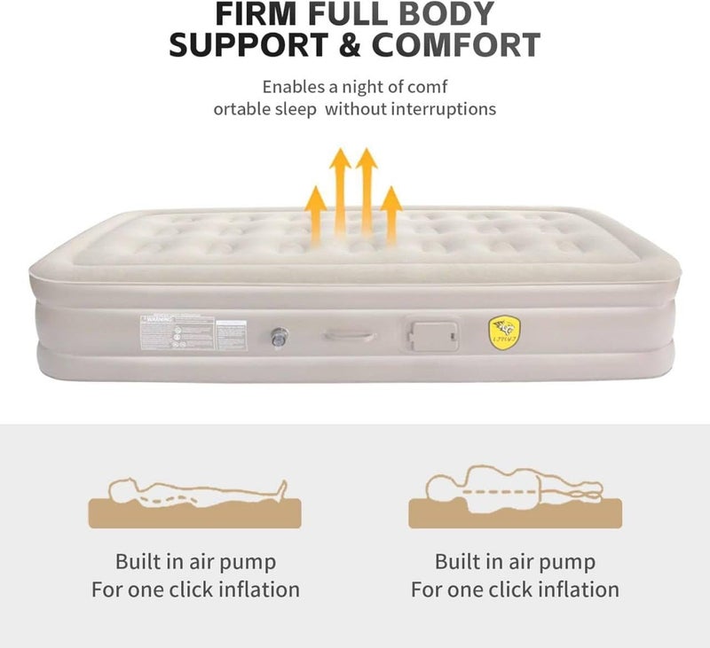 COZY CORNER Designer Single Air Bed, Blow Up Bed for Home Portable Camping Travel, Inflatable Bed with Built-in Electric Pump, 3 Mins Quick Self-Inflation/Deflation Guest Air Mattress (Pack of 2) - Image 3