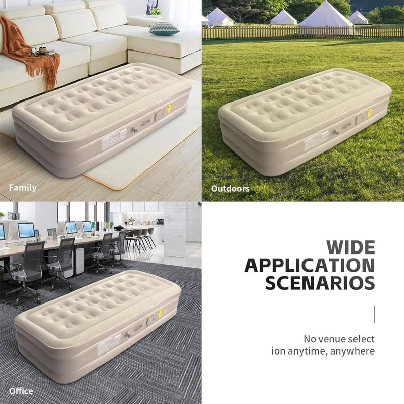 COZY CORNER Designer Single Air Bed, Blow Up Bed for Home Portable Camping Travel, Inflatable Bed with Built-in Electric Pump, 3 Mins Quick Self-Inflation/Deflation Guest Air Mattress (Pack of 2) - Image 5