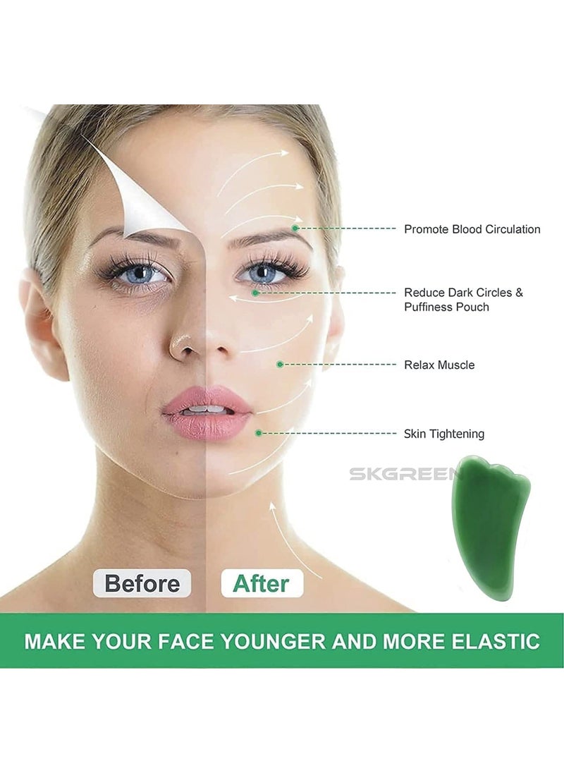 SAMJU SAMJU Jade Roller and Wing Shaped Gua Sha Set Natural Jade Stone for Skin Eyes Neck Authentic Durable Skin Care Relieving Wrinkles and Firming  - Image 5