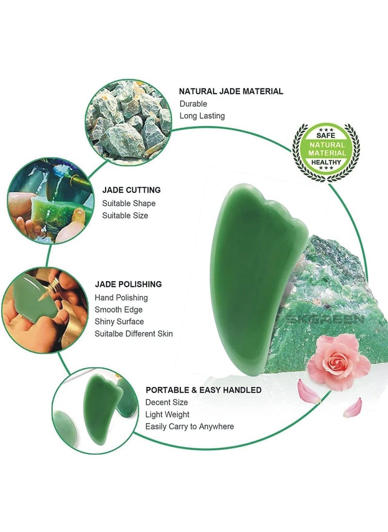 SAMJU SAMJU Jade Roller and Wing Shaped Gua Sha Set Natural Jade Stone for Skin Eyes Neck Authentic Durable Skin Care Relieving Wrinkles and Firming  - Image 3