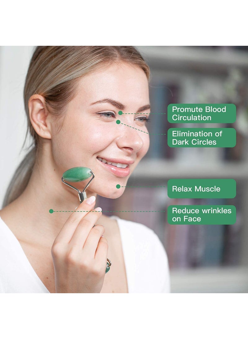 SAMJU SAMJU Jade Roller and Wing Shaped Gua Sha Set Natural Jade Stone for Skin Eyes Neck Authentic Durable Skin Care Relieving Wrinkles and Firming  - Image 4