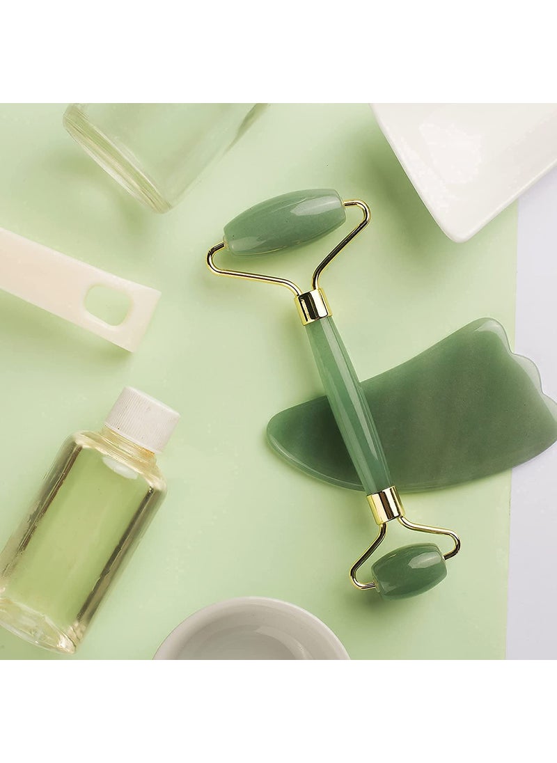 SAMJU SAMJU Jade Roller and Wing Shaped Gua Sha Set Natural Jade Stone for Skin Eyes Neck Authentic Durable Skin Care Relieving Wrinkles and Firming  - Image 2