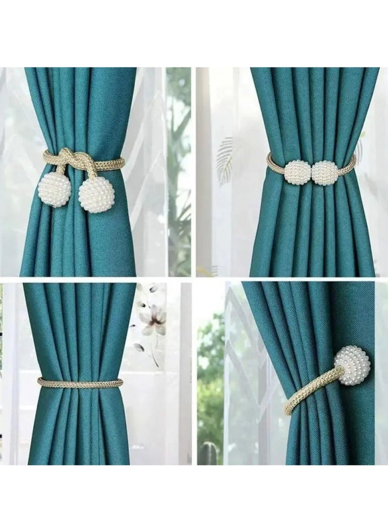 LIMITLESS Magnetic 2 PCS Pearl Curtain Buckle Magnetic European Style Decorative Weave Rope Curtain Rings & Buckles Holder for Window Sheer Blackout Draperies, Braided Straps Ball Buckles (Purple)  - Image 5