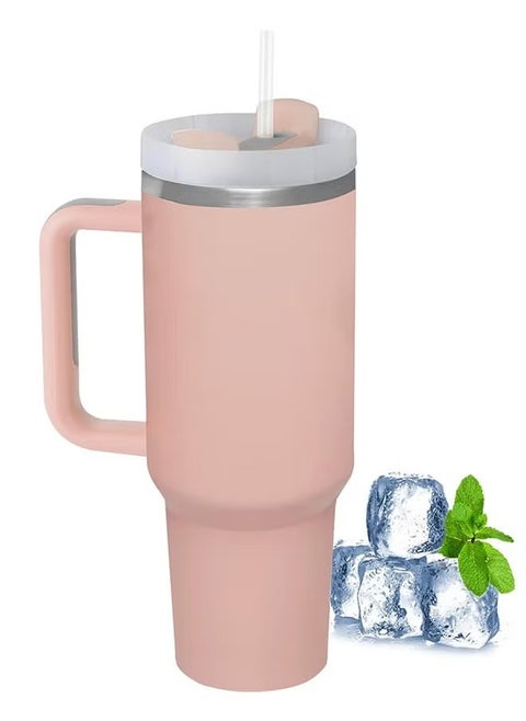 40oz Thermal Mug with Straw, Double-Walled Vacuum Insulated Car Mug, Travel Mug With Handle And Straw, For Iced Coffee, Hot or Cold Tea and Beverage