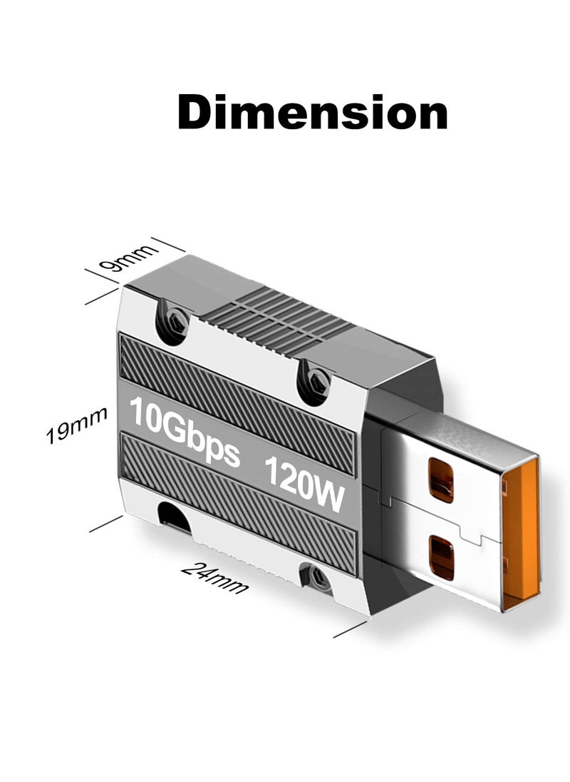 SYOSI USB C to USB Adapter, 2PCS Zinc Alloy Shell Super Fast Charge 120w Converter, USB 3.0 Male to USB Type C Female Converter  - Image 3