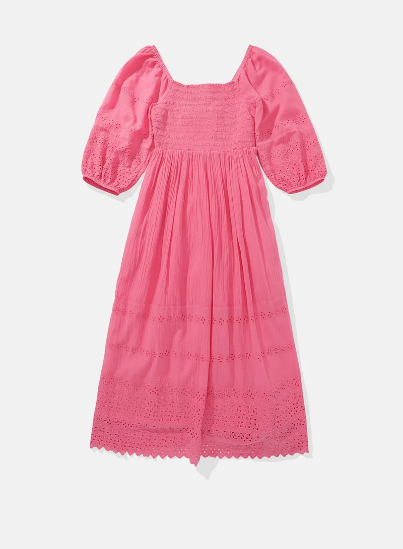 امريكان ايجل Printed Puff Sleeve Smocked Midi Dress