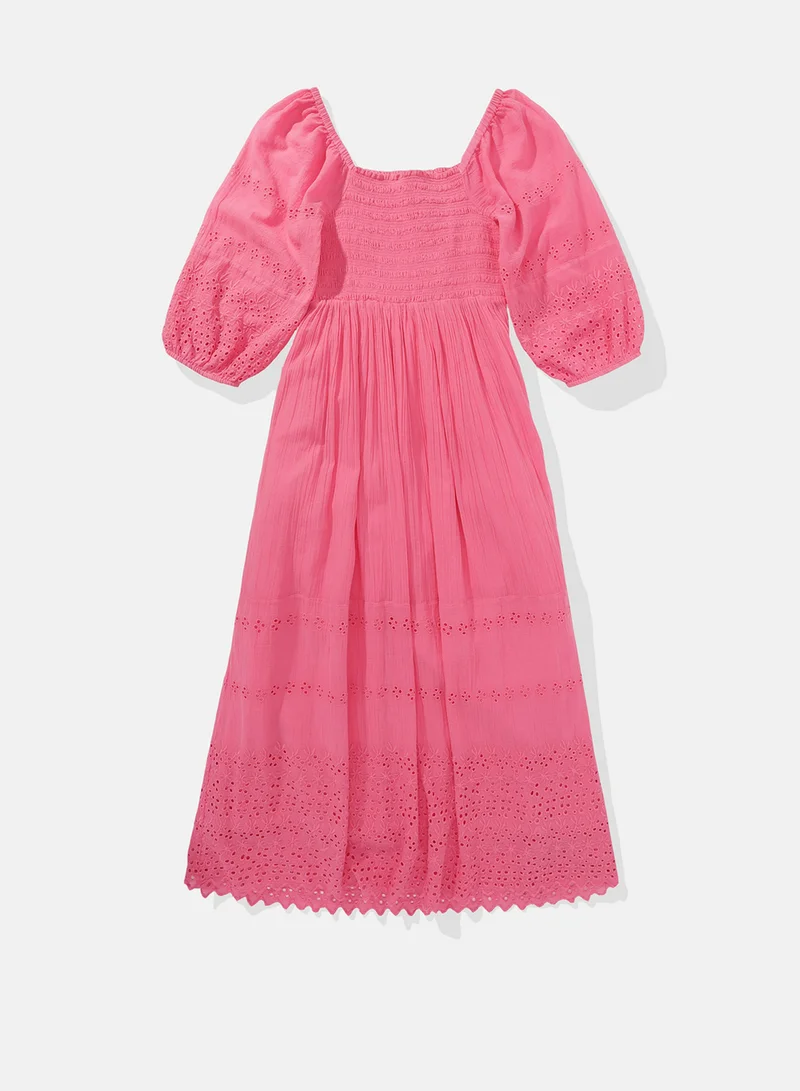 امريكان ايجل Printed Puff Sleeve Smocked Midi Dress