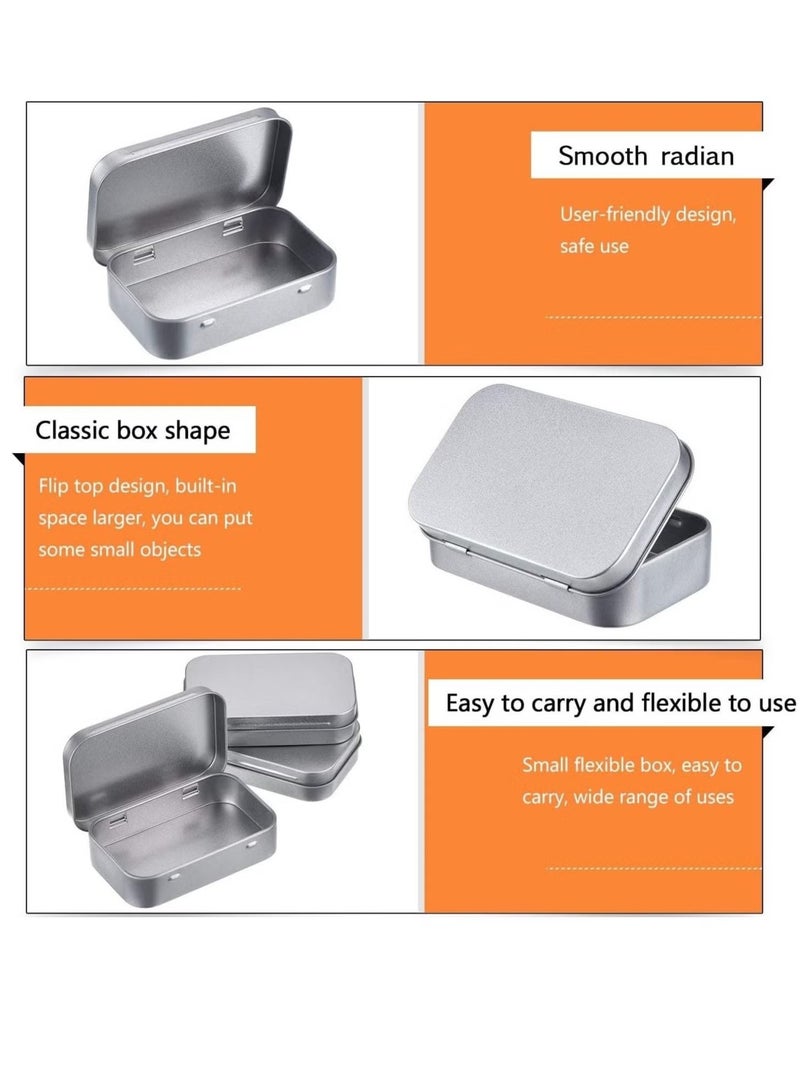 إيليلي مجموعة من 6 علب معدنية مستطيلة الشكل، مقاس 3.75 × 2.45 × 0.8 بوصة، صندوق معدني صغير، مجموعة تخزين صغيرة، حاويات محمولة بمفصلات لتخزين سماعات الأذن وكابلات الشحن والبطاقات ومنظم المنزل - Image 4