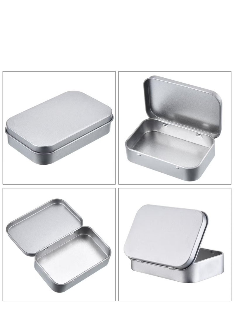 إيليلي مجموعة من 6 علب معدنية مستطيلة الشكل، مقاس 3.75 × 2.45 × 0.8 بوصة، صندوق معدني صغير، مجموعة تخزين صغيرة، حاويات محمولة بمفصلات لتخزين سماعات الأذن وكابلات الشحن والبطاقات ومنظم المنزل - Image 3