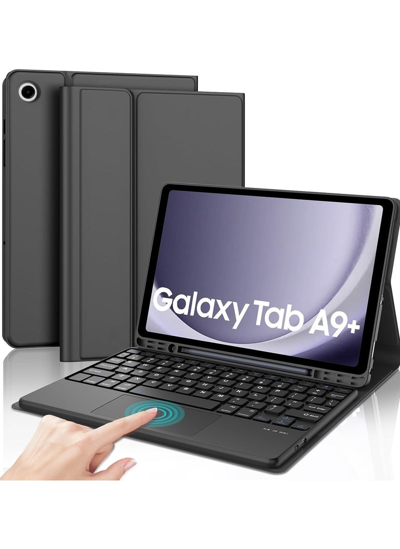 TWEGGON Keyboard Case with Touchpad for Samsung Tab A9 Plus 11" SM-X210 / SM-X215 / SM-X216 Builtin Pen Holder Black  - Image 1