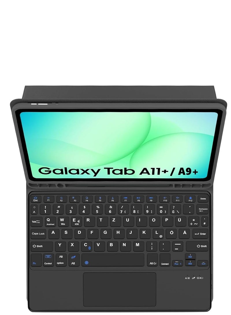 تي دبليو إي جي جي أو أن جراب لوحة مفاتيح مع لوحة لمس لجهاز سامسونج تاب A11 بلس و A9 بلس 11 بوصة، وحامل قلم مدمج، لون أسود - Image 3