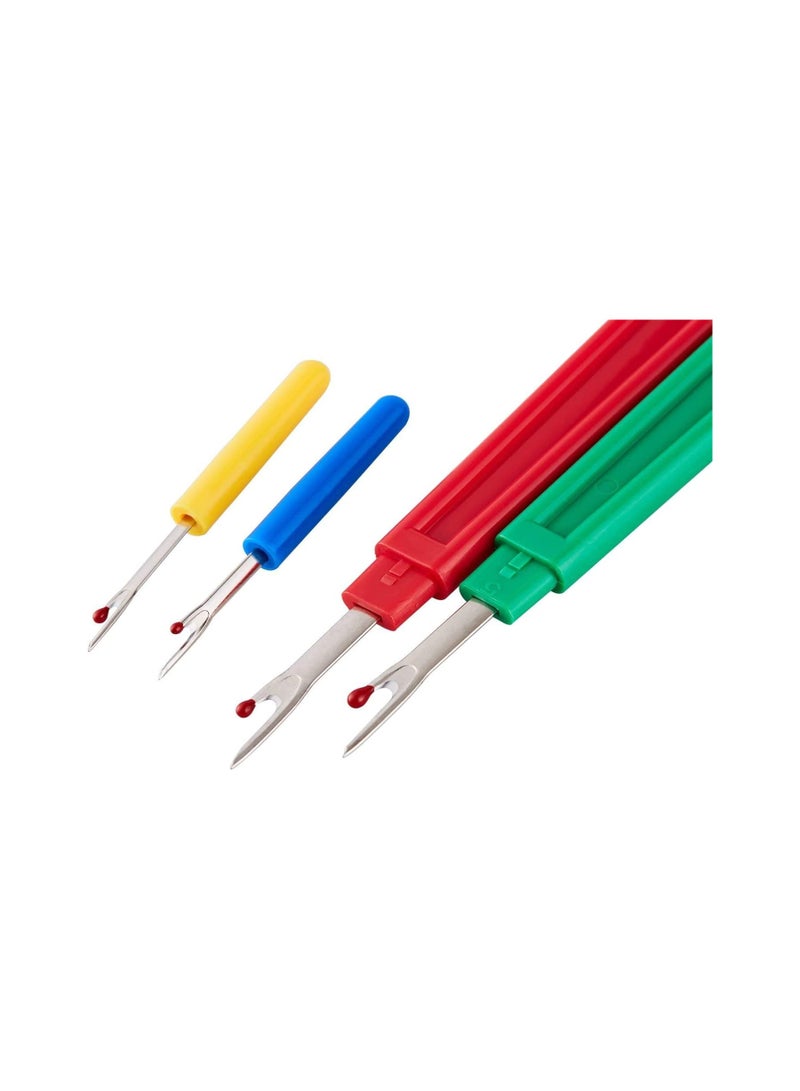 أداة إزالة الخياطة، عالية الجودة مزيل الغرز وقاطع الخيط مع 2 كبيرة + 2 صغيرة من مزيلات الخياطة، عبوة واحدة من مقصات الخيط، عبوة واحدة من المقص 5 بوصات - Image 3