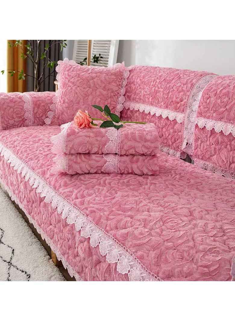 Comfy Lace Soft And Premium Quality Sofa Topper/Cover Pink 210X 90Cm - Image 1