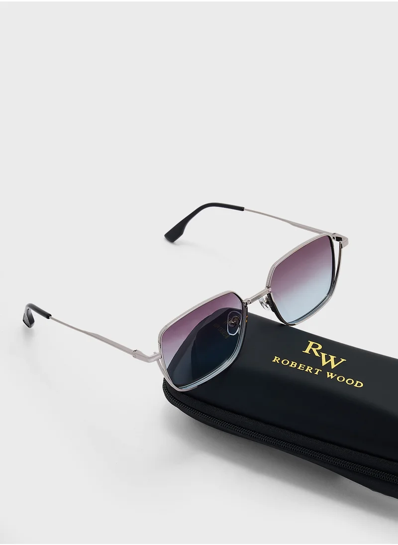 Robert Wood Polarized Lens Square Aviator Sunglasses