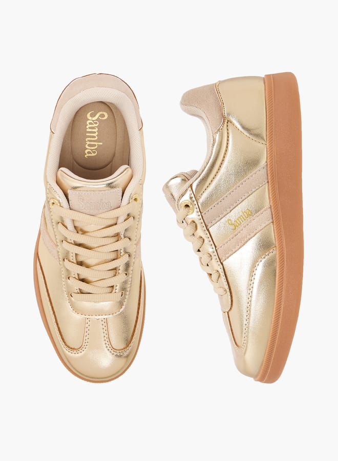 SAMBA Women's Panelled Ankle Sneakers with Lace-Up Closure - Image 2