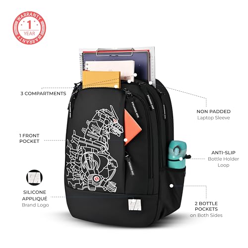 Gear Fiction 1 Backpack 17"/29L Medium Water Resistant School Bag/Casual Backpack/Daypack/Kids Bag for Boys/Girls (Black-Red) - Image 4