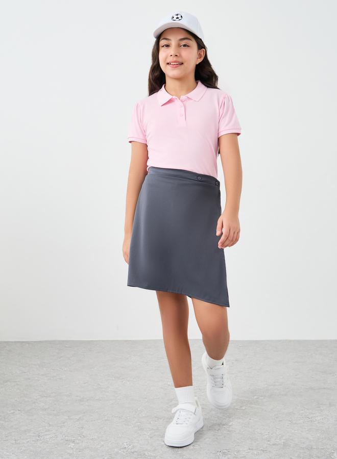 ستايلي سكورت ستيلي جيرلز مدرسي رمادي سادة بأزرار - Image 1