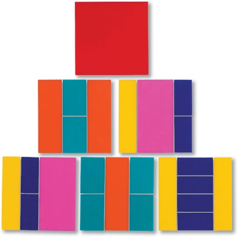 hand2mind Plastic Rainbow Fraction Squares, Bulk Math Manipulative Kit for the Classroom (15 Sets of 51 Tiles) - Image 5