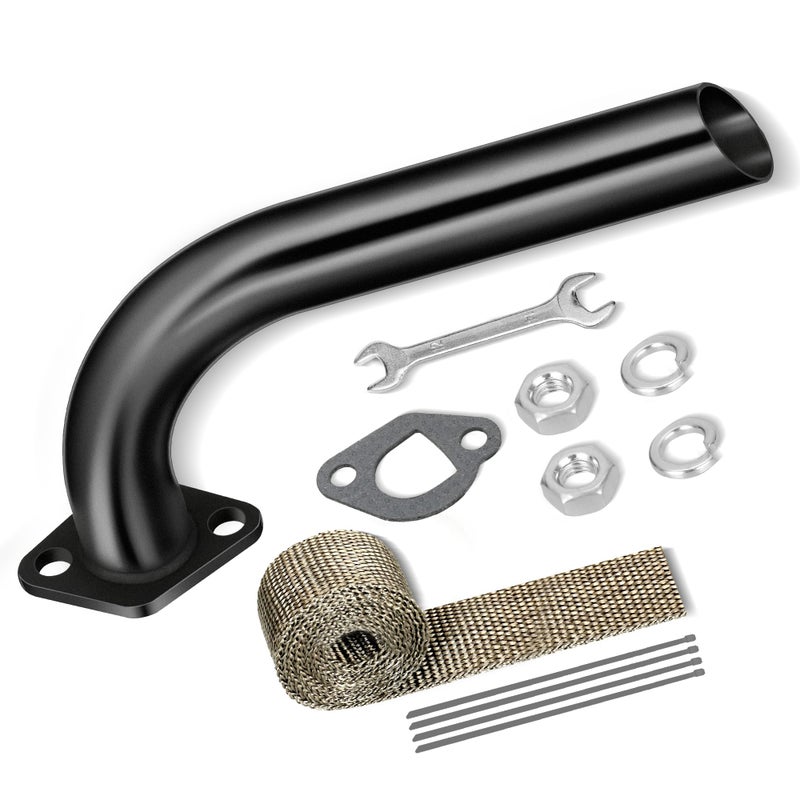 FVRITO Mini Bike Exhaust Pipe Kit for Predator 212cc 224cc 196cc Coleman CT200U BT200X CT200U-EX 6.5hp GX160 GX200 Small Engine Baja Warrior Massimo MB200 Go Kart Parts Black - Image 1