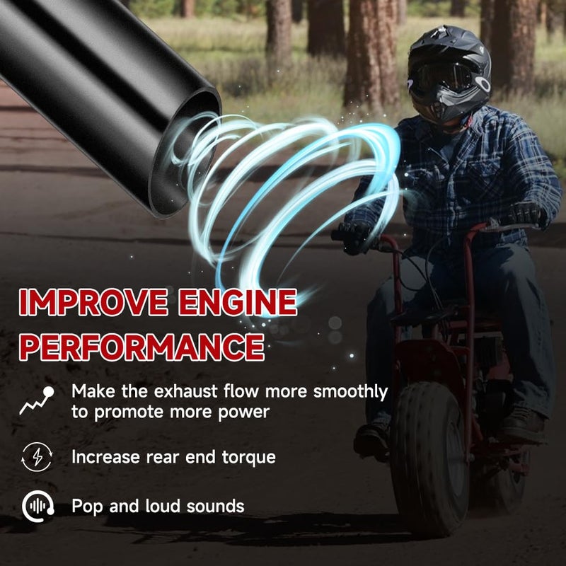 FVRITO Mini Bike Exhaust Pipe Kit for Predator 212cc 224cc 196cc Coleman CT200U BT200X CT200U-EX 6.5hp GX160 GX200 Small Engine Baja Warrior Massimo MB200 Go Kart Parts Black - Image 2