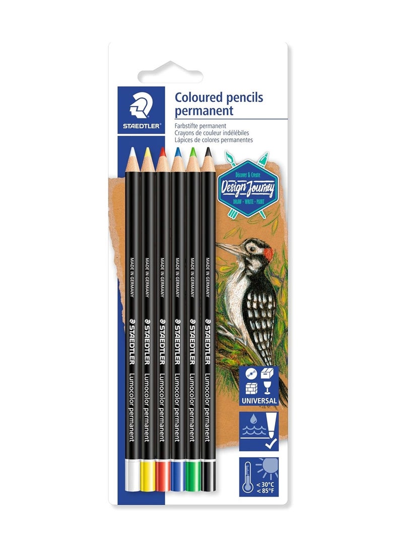 STAEDTLER 6-Piece Permanent Waterproof Colouring Pencils Assorted Colours - Image 1