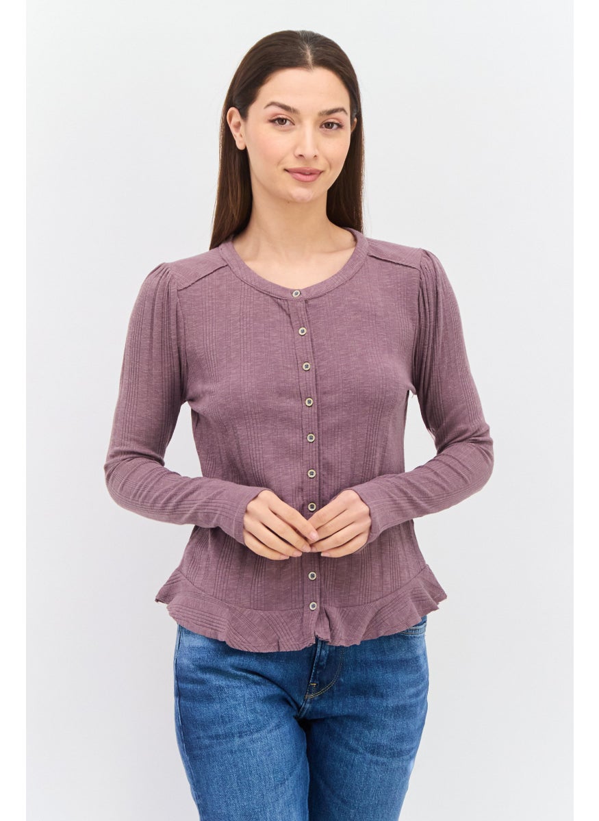 Women Round Neck Long Sleeve Ribbed Top, Mauve - pzsku/ZCEB3149BA9D719649954Z/45/_/1737642661/6a7b58a6-b5a3-459a-a133-76af53df7e91