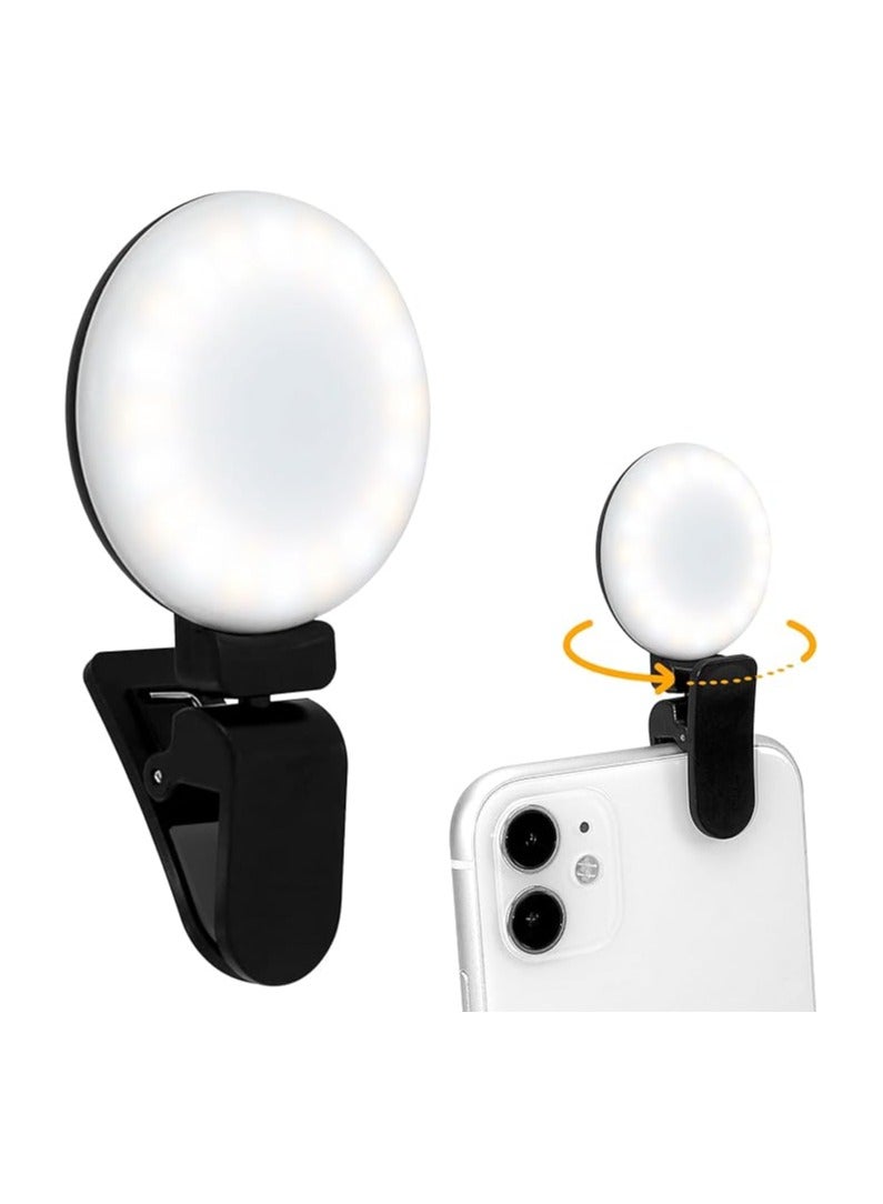 360° Rotatable Clip-On Selfie Ring Light with 3 Brightness Levels – Compatible with Phones, Tablets, Laptops – Ideal for TikTok, Vlogging, Webcam, and More - Image 1