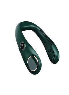 واي آند دي DMG Portable Neck Fan, Free-to-Leafless 3000 mAH Battery Power Supply can Wearable Personal Fans, Leaves, Charging, Headset Design, USB Stagnation 3 gear Speed-Dark Green Color  - Image 1