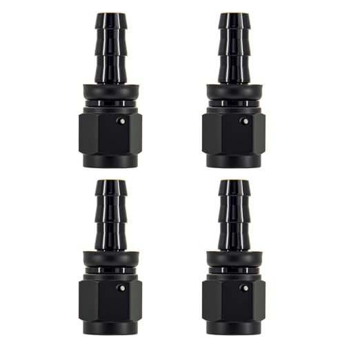 CNRAQR 6AN Straight Push Lock Hose Fitting End Aluminum Black 4PCS - Image 1