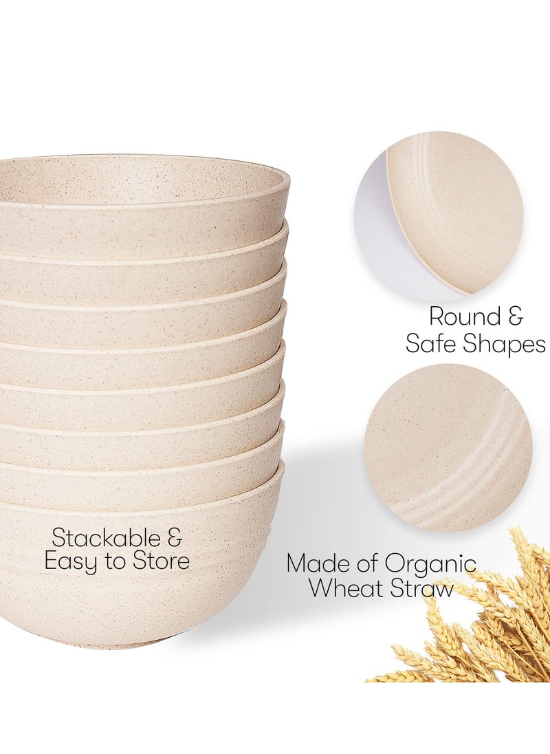 XiuWoo 32 pcs Wheat Straw Dinnerware Sets, Dishwasher Microwave Safe Dinnerware, Eco Friendly Non Breakable Dinnerware Sets, RV Outdoor Camping,Beige, Service for 8  - Image 4