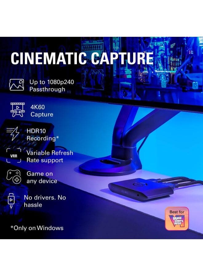 إلجاتو Elgato 4K S – External Capture Card for PS5, Xbox Series X/S, Switch 2, PC, Mac, iPad | 4K60, 1440p120, or 1080p240 Passthrough and Capture, HDR10, VRR, USB-C, Near-Zero Latency black - Image 5