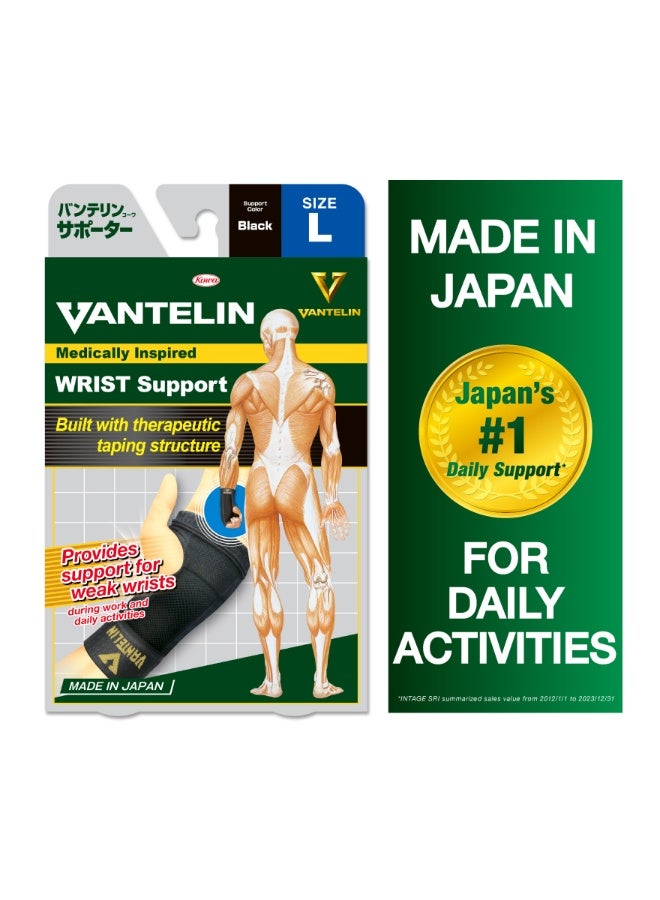 Kowa Vantelin Support Wrist L Size Black Colour Provides Support For Weak Wrists Wrist Support 1 Pc/Pack - Image 1