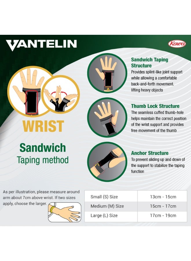 Kowa Vantelin Support Wrist L Size Black Colour Provides Support For Weak Wrists Wrist Support 1 Pc/Pack - Image 4