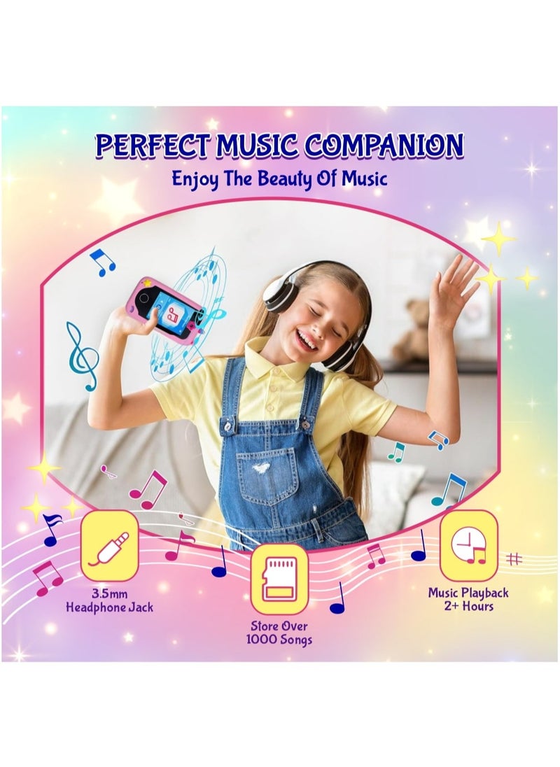 ESSEN - Kids Smart Phone Toys for Girls Ages 3-8 Toddler Play Travel Toys with Dual Camera Educational Learning Games Puzzles MP3 Music Player Birthday Gifts for Kids Girls 3 4 5 6 7 8 Year Old - Image 1