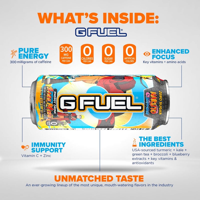 G Fuel Energy Drink, Pomelo White Peach, Sugar Free Beverage with 300mg Caffeine, Daily Energy Boost with Focus Amino, Vitamin + Antioxidants, 16 oz Cans (Sage Mode, 12-Pack) - Image 3