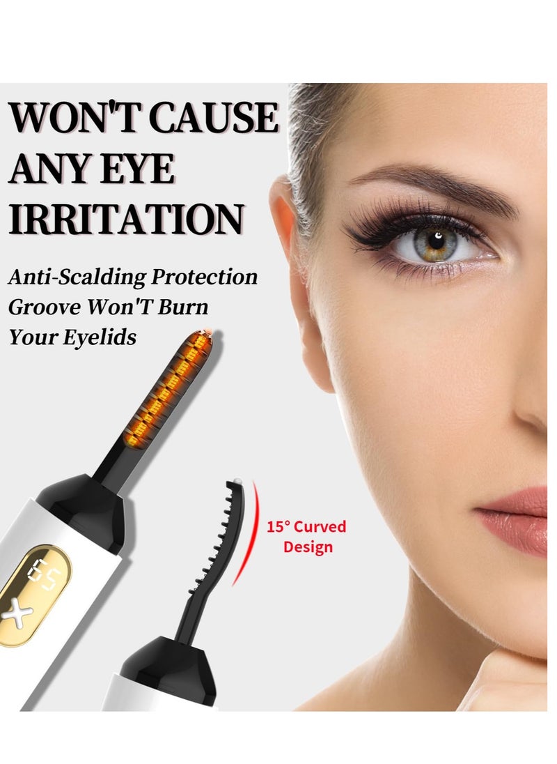 SYOSI - Heated Eyelash Curler, Electric Eyelash Curler, USB Rechargeable Lash Curler, Quick Heating Natural Curl Eyelash Curlers Natural Curling Eye Lashes Curler for 24H Long Lasting, White - Image 1