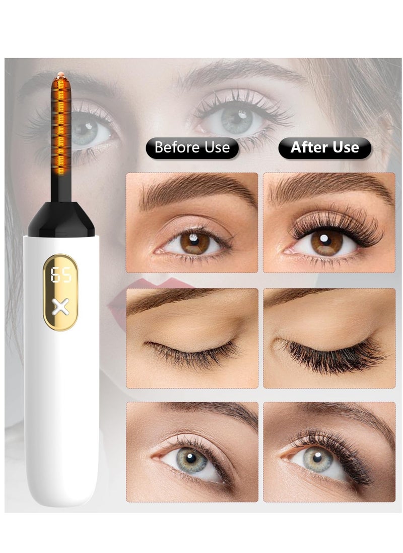 SYOSI - Heated Eyelash Curler, Electric Eyelash Curler, USB Rechargeable Lash Curler, Quick Heating Natural Curl Eyelash Curlers Natural Curling Eye Lashes Curler for 24H Long Lasting, White - Image 1