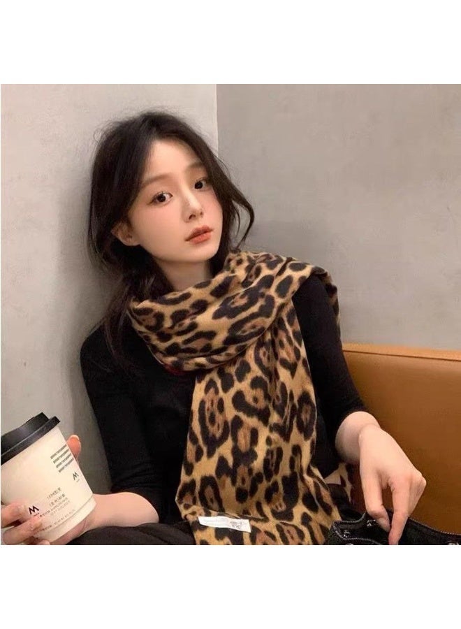 Shein Trendy Leopard Print Oversized Scarf - Classic Brown Winter Shawl - Image 1