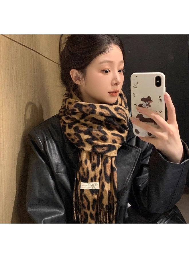 Shein Trendy Leopard Print Oversized Scarf - Classic Brown Winter Shawl - Image 4