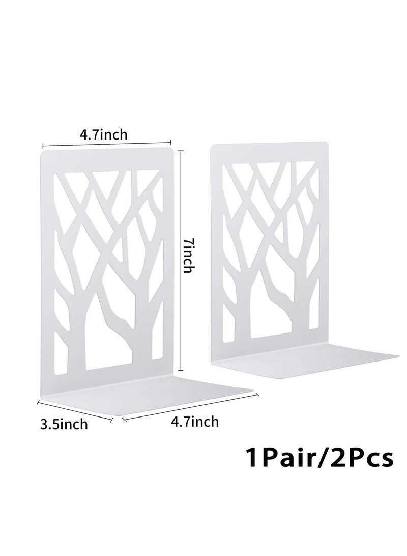 Captaintech Bookends, Book Ends for Shelves, Bookends for Office, Book Ends for Heavy Books, Book Shelf Holder Stand Home Decorative，Metal Bookend Supports, Book Stoppers, White(1 Pair) - Image 1