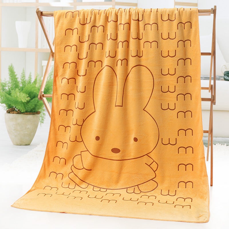 general Kids Microfiber Bath Towel, Cartoon Rabbit Print Beach Towel for Children Swimming and Shower - Image 1