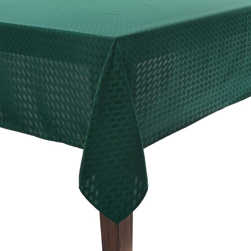 Violet Linen مفرش طاولة من قماش فويلت لينين بتصميم مخطط مخدد لعيد الميلاد 60 × 102 أخضر - Image 1