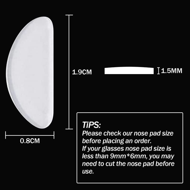 TOODOO 18 Pairs Eyeglasses Nose Pads Adhesive Silicone Glasses Replacement Anti Slip Nosepads for Eyeglass Glasses Sunglasses Transparent 1mm - Image 5